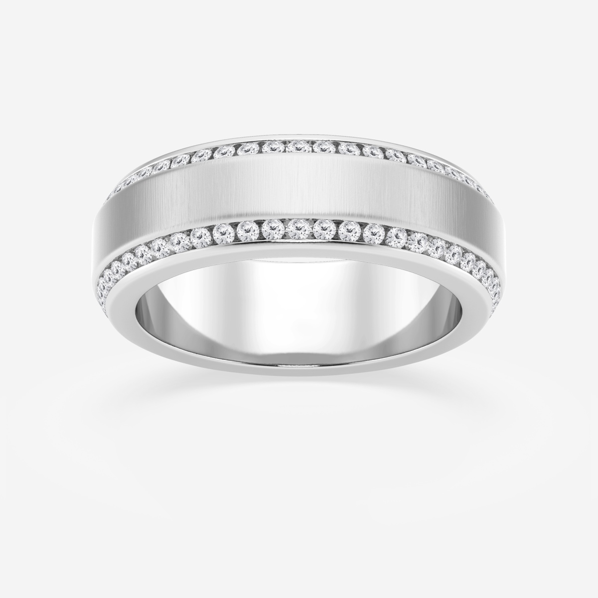 1 ctw Round Lab Grown Diamond 7mm Beveled Edge Satin Finish Eternity Band
